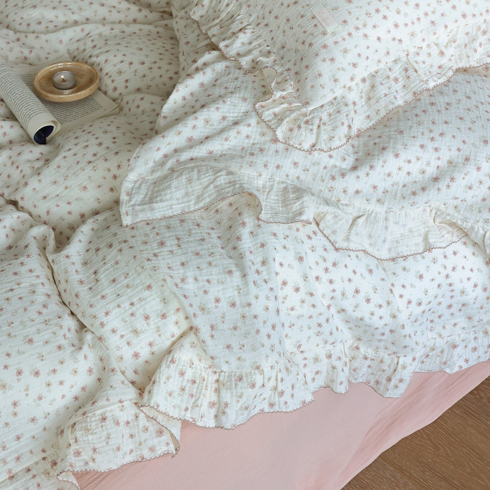 Ditsy Floral Duvet Cover Set – Ruffled Cotton Muslin