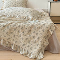 Hyacinth Floral Muslin Quilt – Ruffle Edge Cotton Bedding