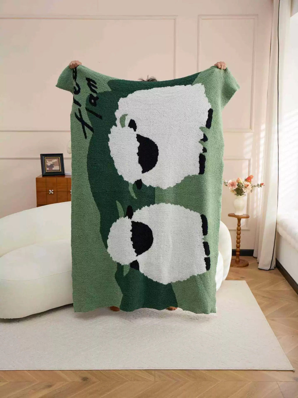 Green Sheep Plush Throw Blanket