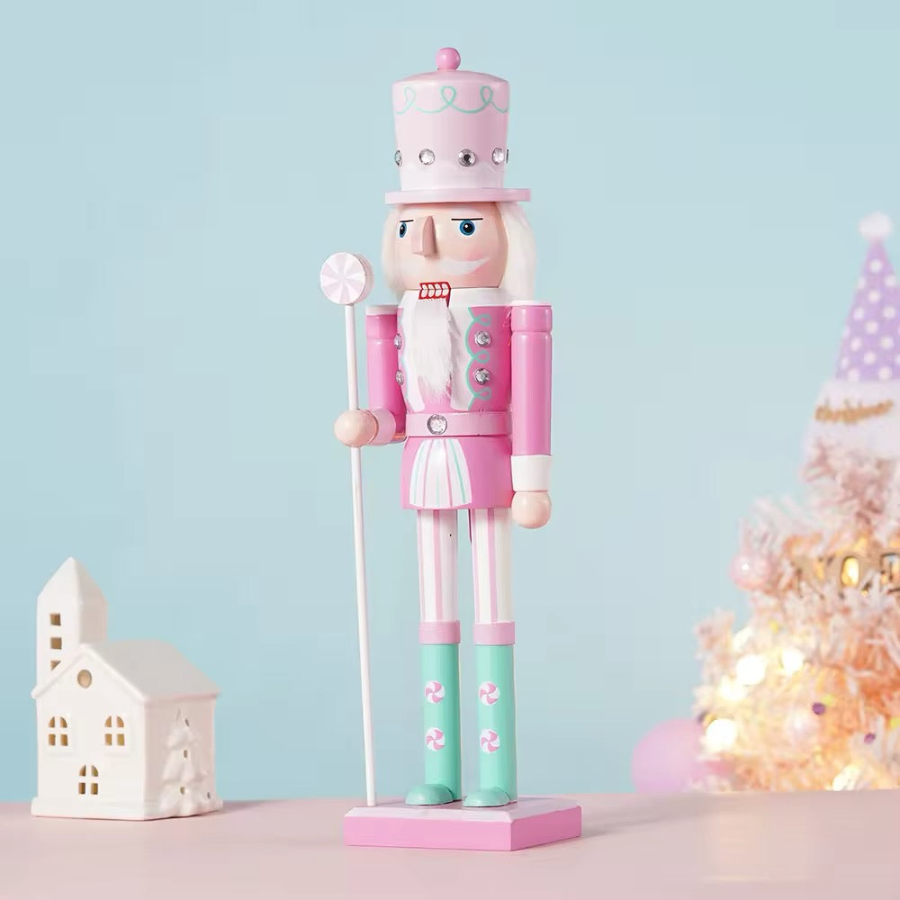 Wooden Nutcracker Soldier Decoration Pink