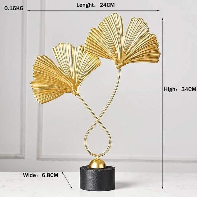 Leaf Decor Sculpture Figurines Ginkgo Leaf - Double