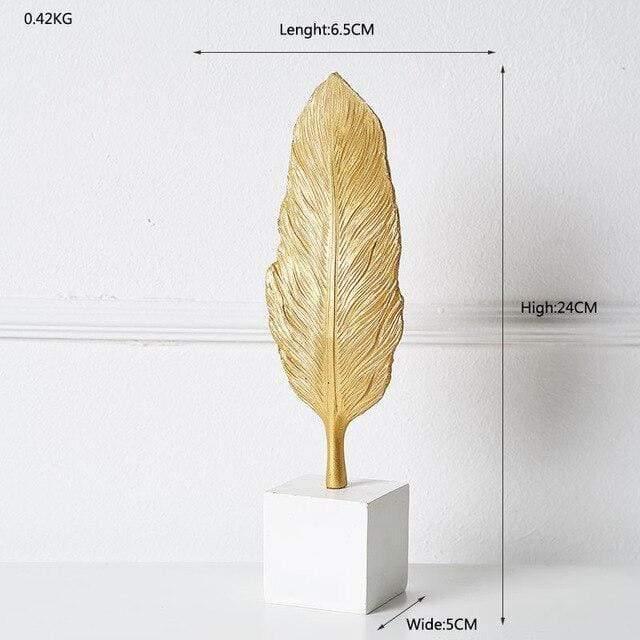 Leaf Decor Sculpture Figurines Feather Leaf - Small