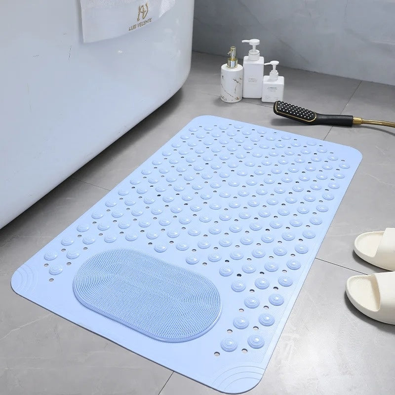 SafeGrip Shower Mat | Non-Slip with Foot Scrubber Blue