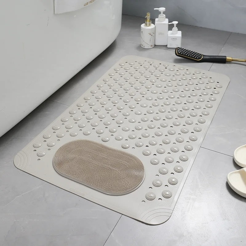 SafeGrip Shower Mat | Non-Slip with Foot Scrubber Brown