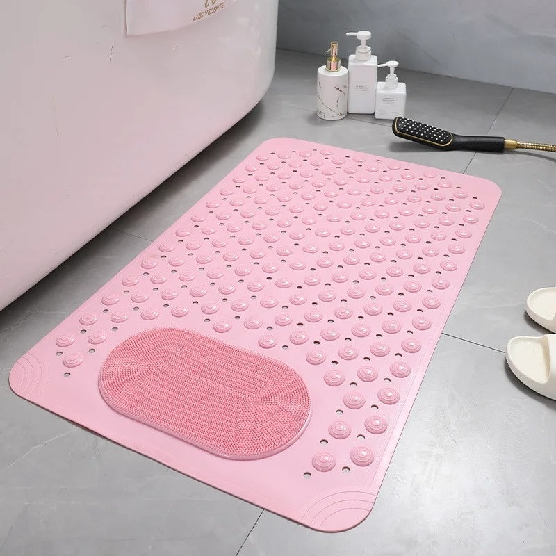 SafeGrip Shower Mat | Non-Slip with Foot Scrubber Pink