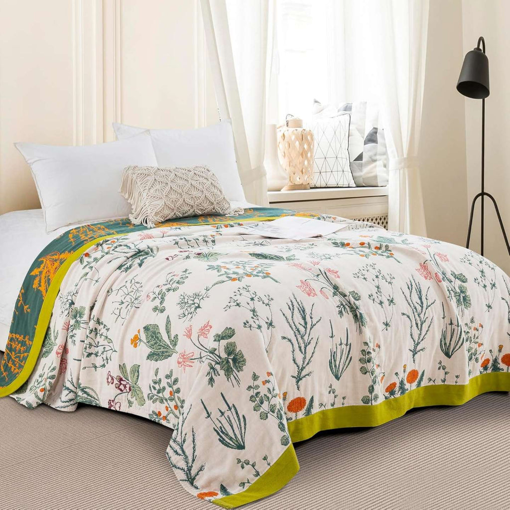 Organic Cotton Blanket with Floral Pattern