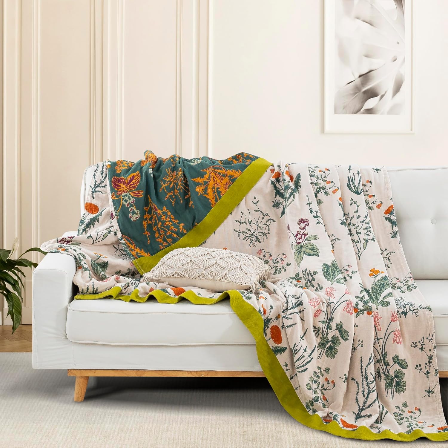 Organic Cotton Blanket with Floral Pattern