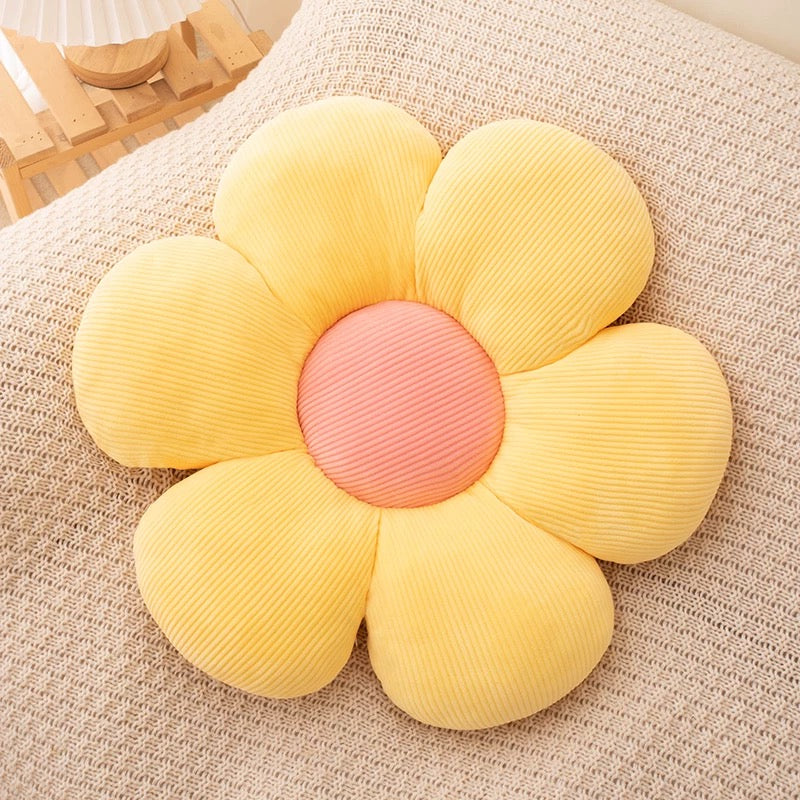 Soft Flower Cushion Pillow Yellow pink