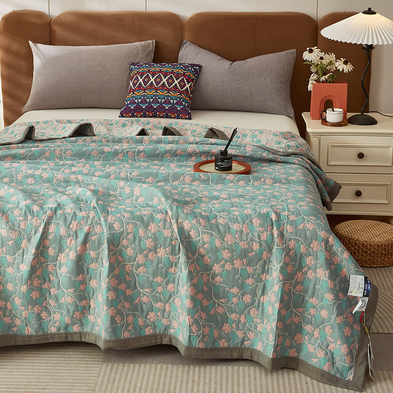 Vine Leaf Cotton Reversible Quilt