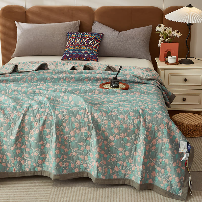 Vine Leaf Cotton Reversible Quilt