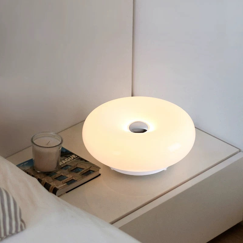 Vintage Donut Bauhaus Lamp White Glass