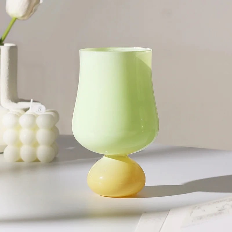 Tulip Glasses Green Yellow