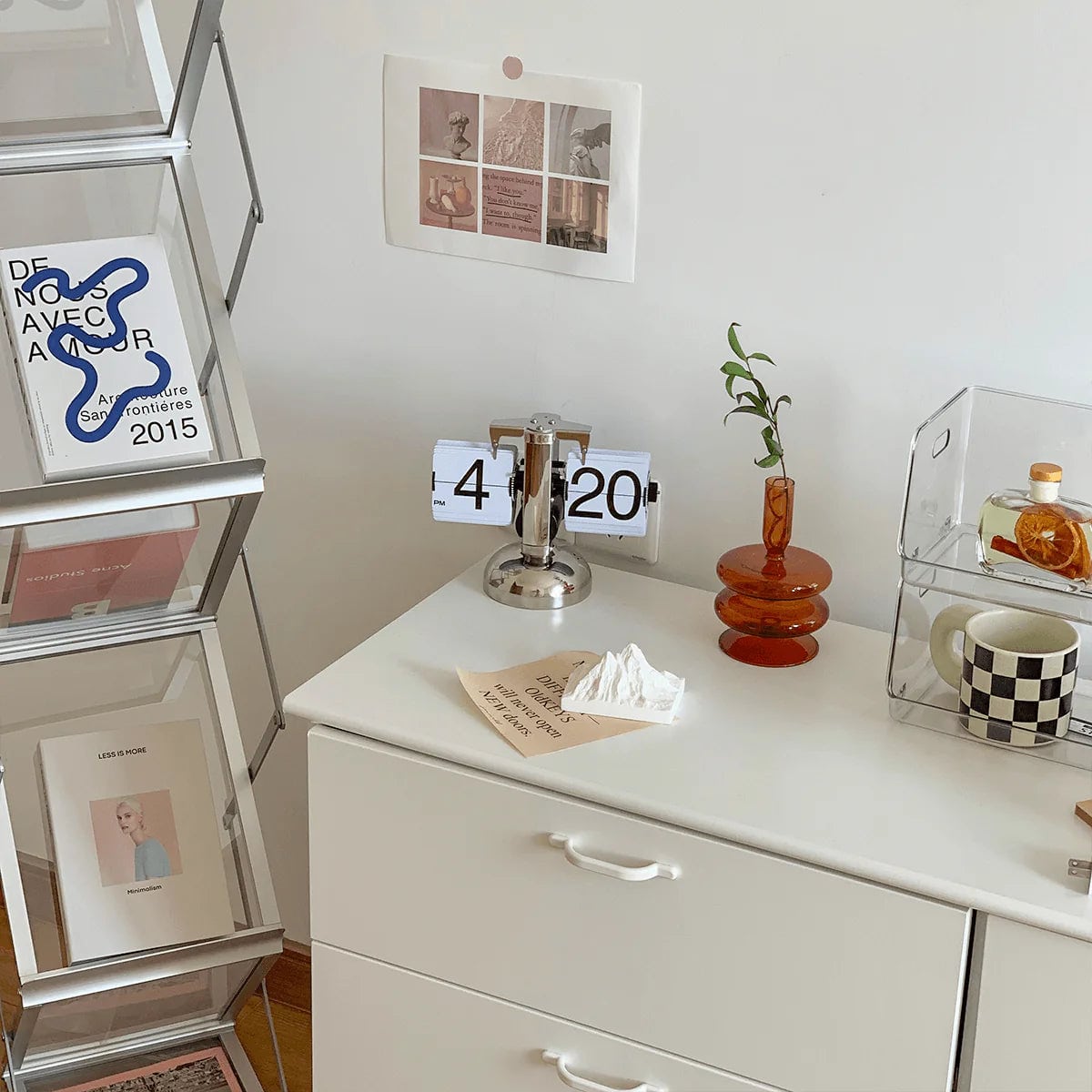 Retro Tabletop Flip Clock White + Silver