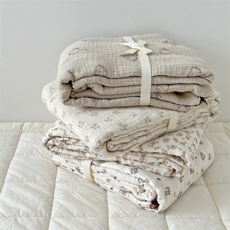 Cotton Muslin Baby Blanket – Vintage Floral Print