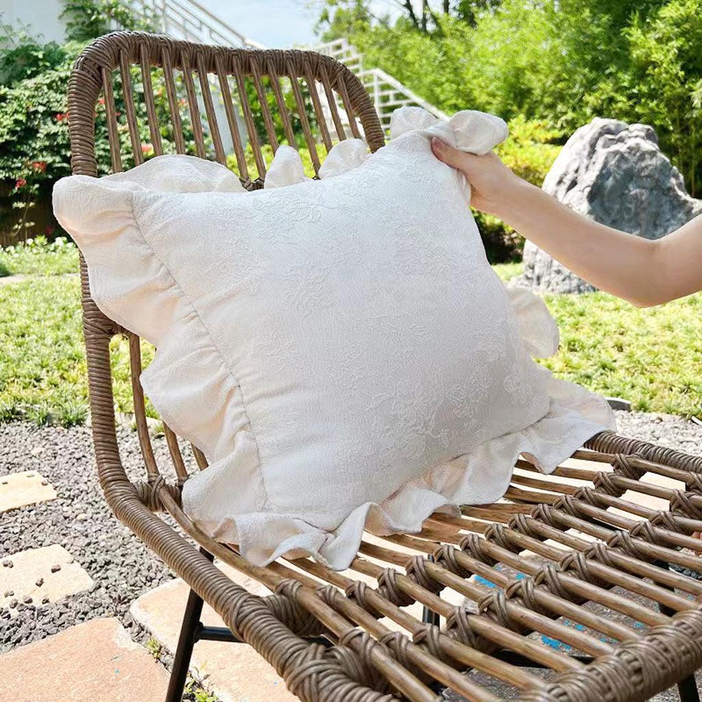 Vintage Jacquard  Ruffle Throw Pillow