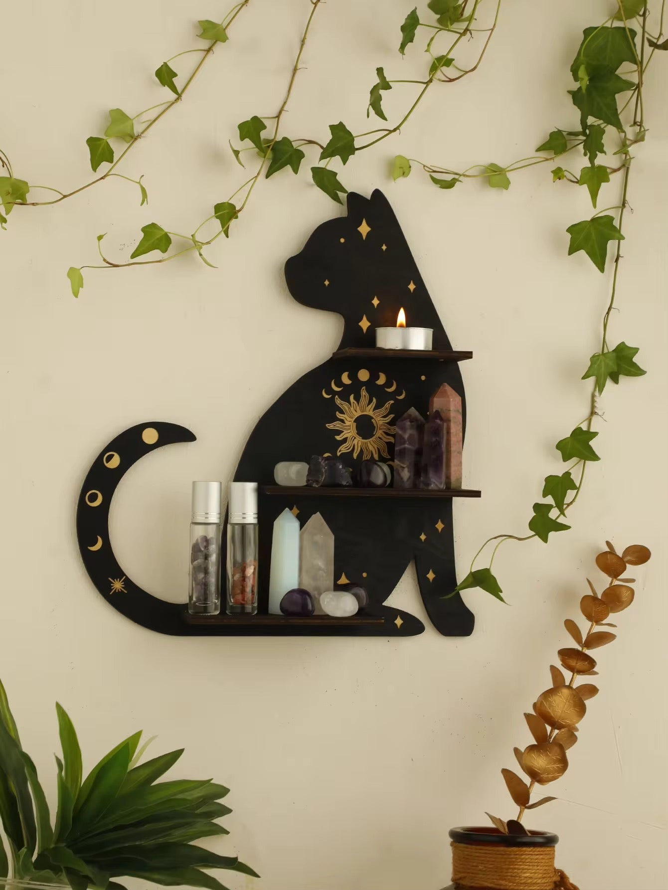 Black Cat Wooden Shelf A