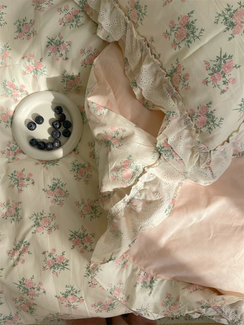 Cottagecore Floral Ruffle Duvet Cover Set