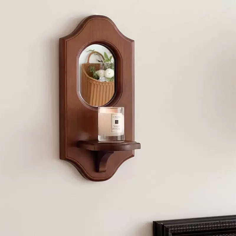 Rustic Farmhouse Wall Mirror Shelf