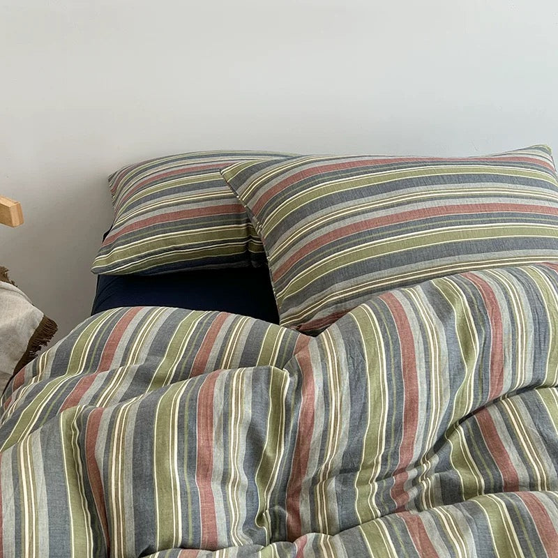 French Country Striped Duvet Cover Set