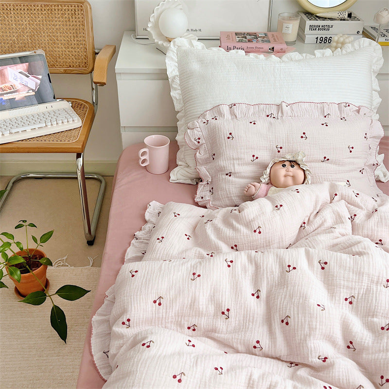 Cherry Duvet Cover Set – Ruffled Cotton Muslin