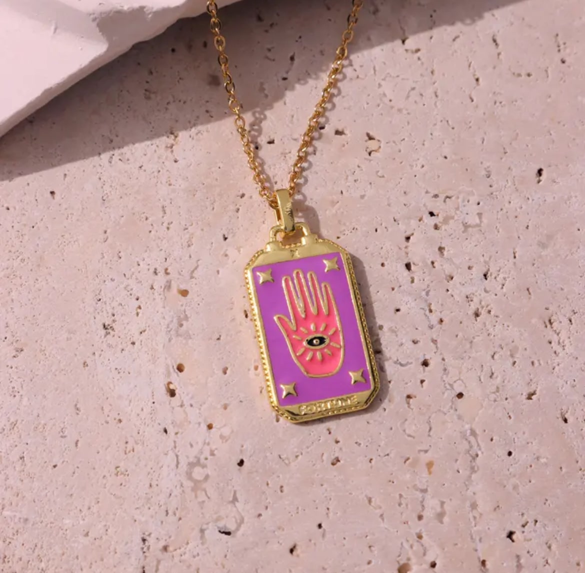 Pink Tarot Card Necklace G