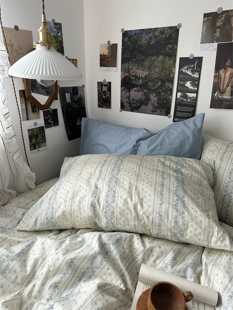 Dusty Blue Aesthetic Duvet Cover Set
