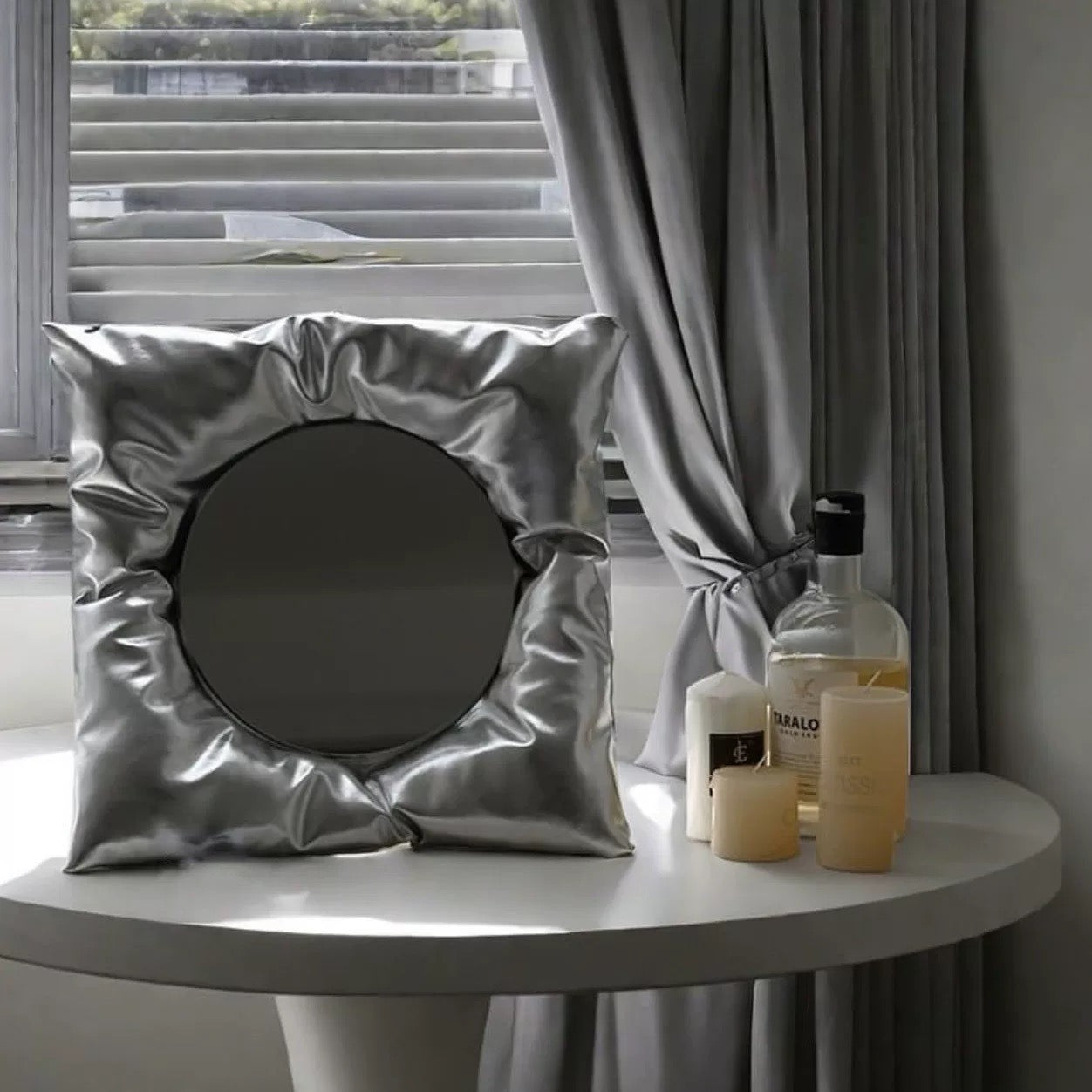 Soft Girl Aesthetic Silver Pillow Mirror