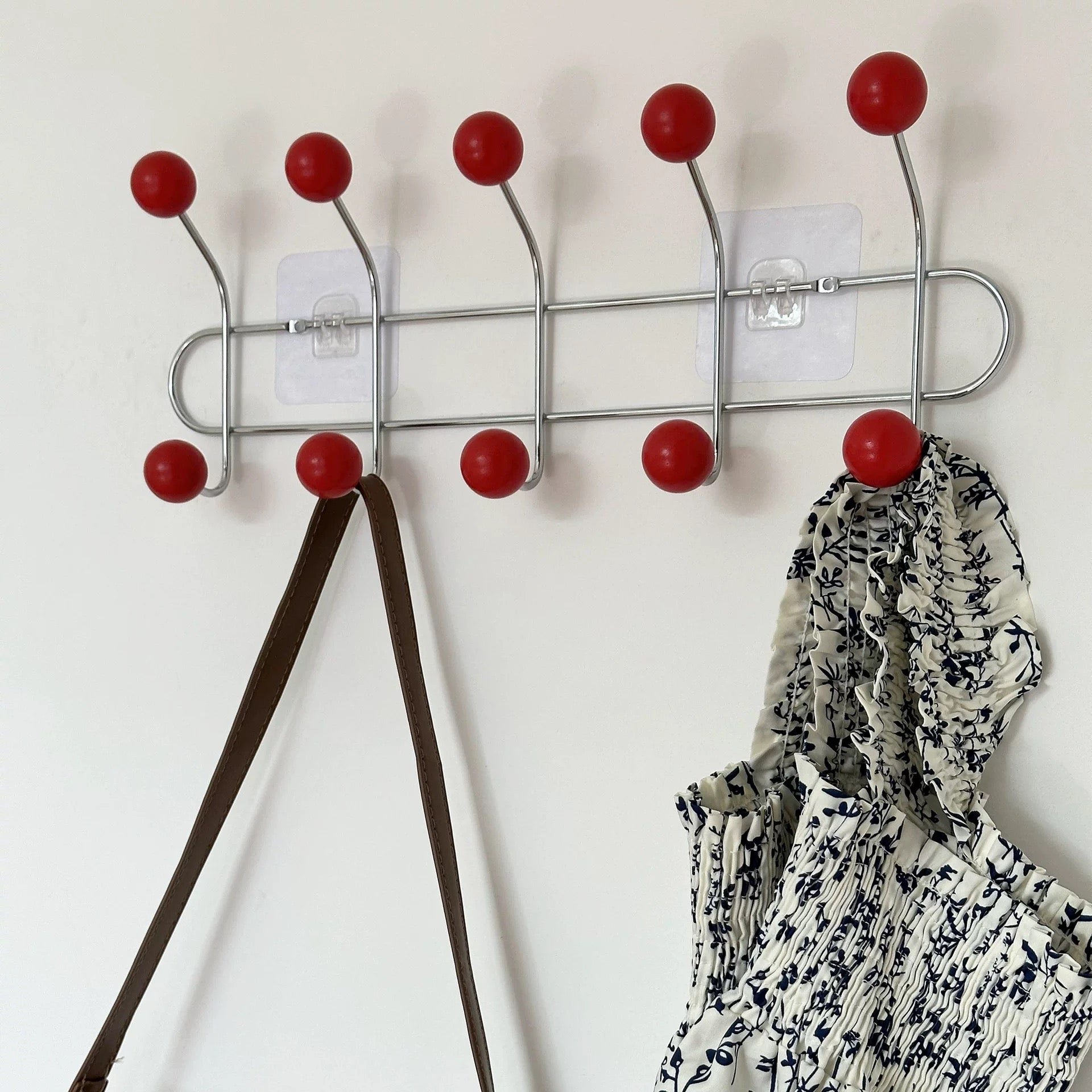 Retro Wall Mounted Coat Rack Red M: 41 x 15 cm (16 x 5.9 in)