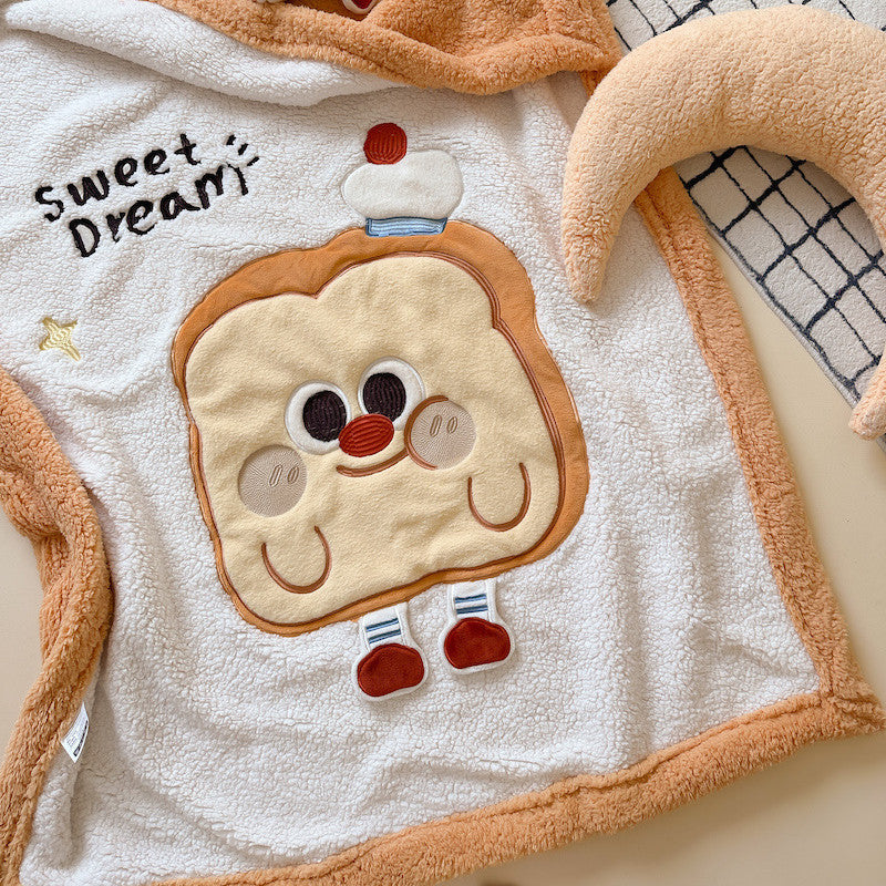 Plush Sherpa Baby Blanket – Food-Themed Designs 100 x 140cm Bread