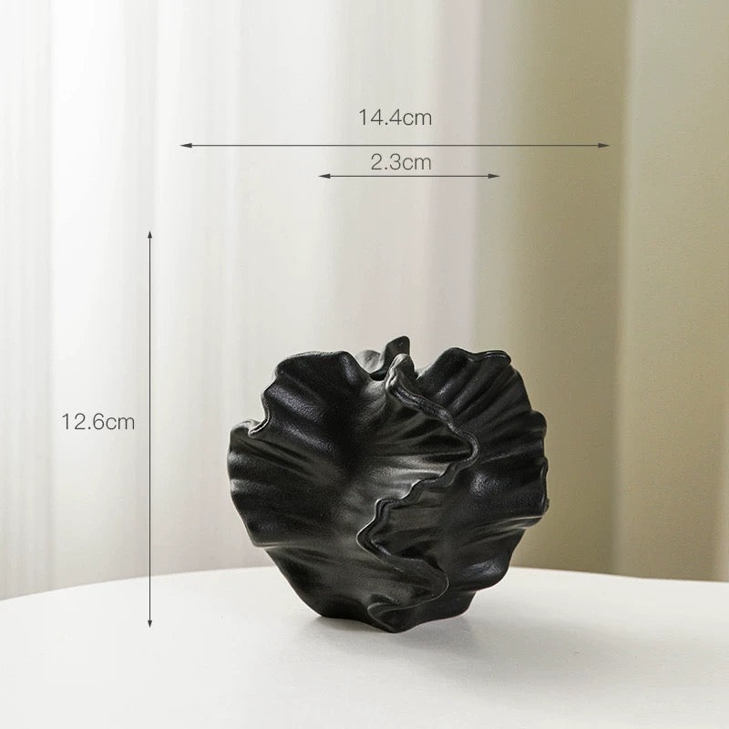 Minimalist Coral Ceramic Vase Black Small