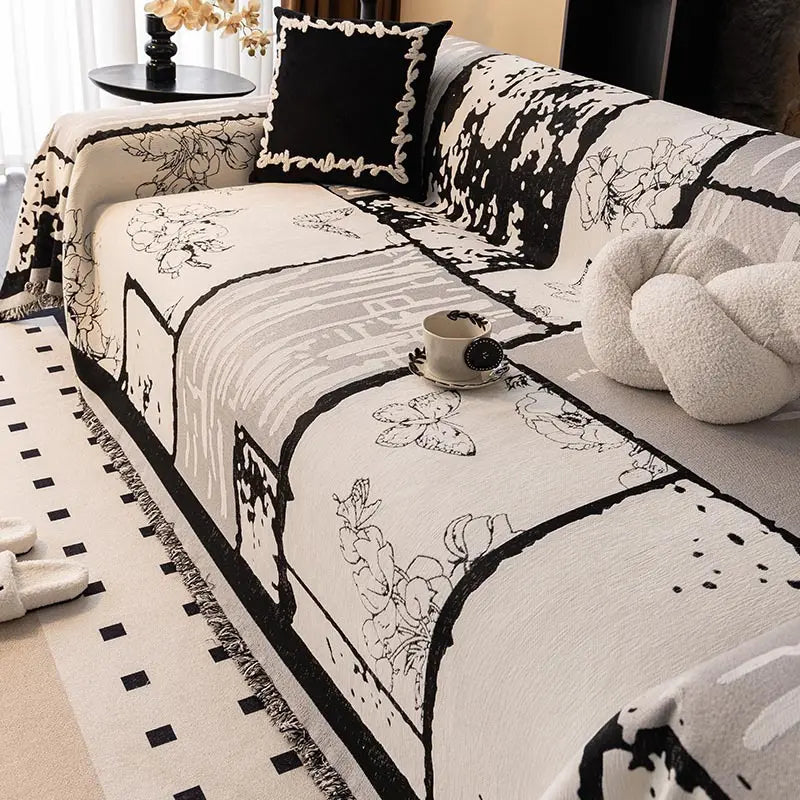 Pet Friendly Chenille Couch Cover – Thousand Ink Design White