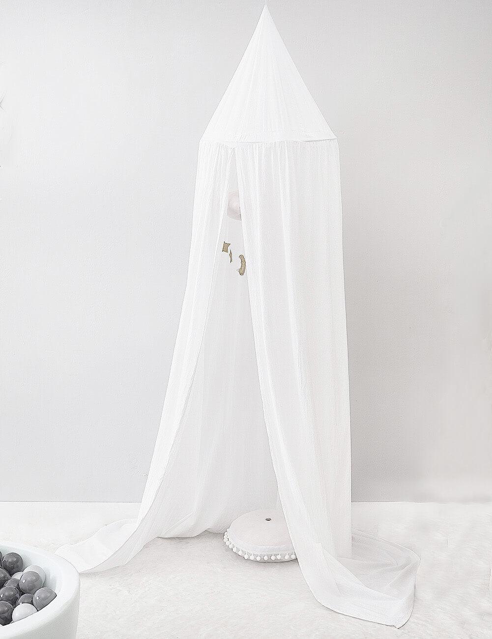 Cotton Crib Canopy – Solid Color Baby Bed Canopy for Nursery Whte