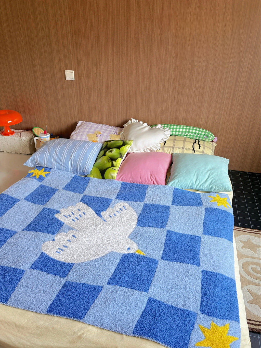 Blue Checkered Dove Throw Blanket