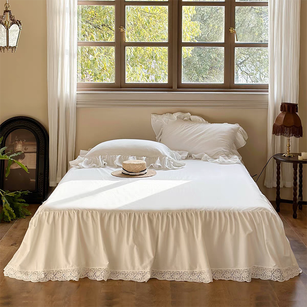White French Lace Ruffle Bedding Set Princess