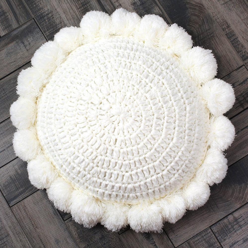Knitted Round Pompom Pillow