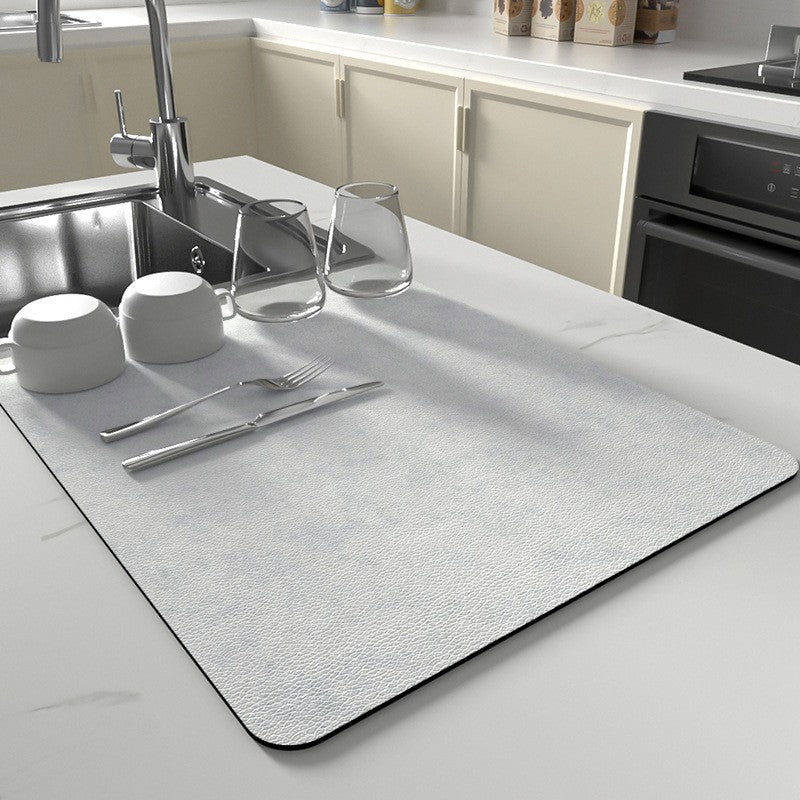 Ultra Absorbent Kitchen Dish Mat White