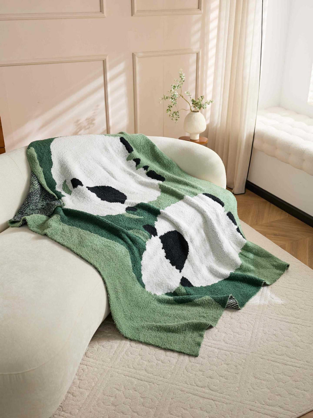 Green Sheep Plush Throw Blanket