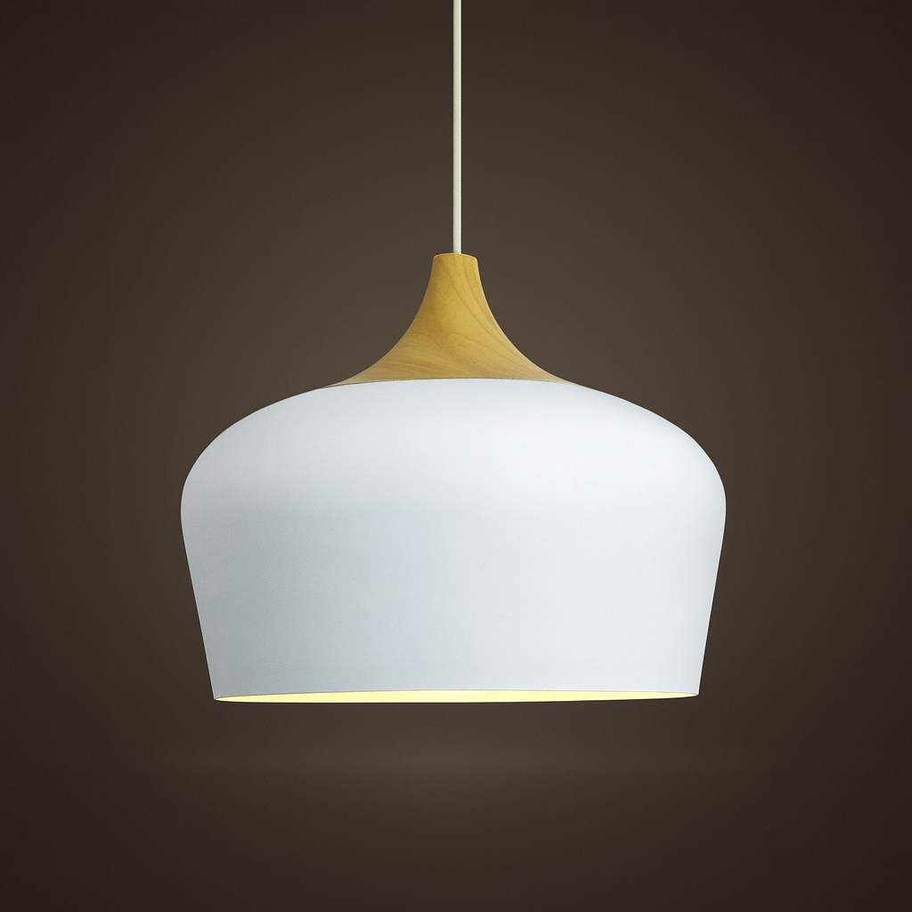 Soft Pastel Palette Pendant Lights in Metal & Wood - Final Sale Dome M White