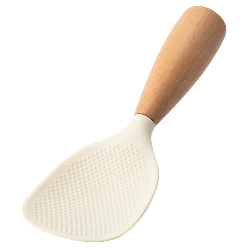 Silicone Wooden Handle Rice Spoon