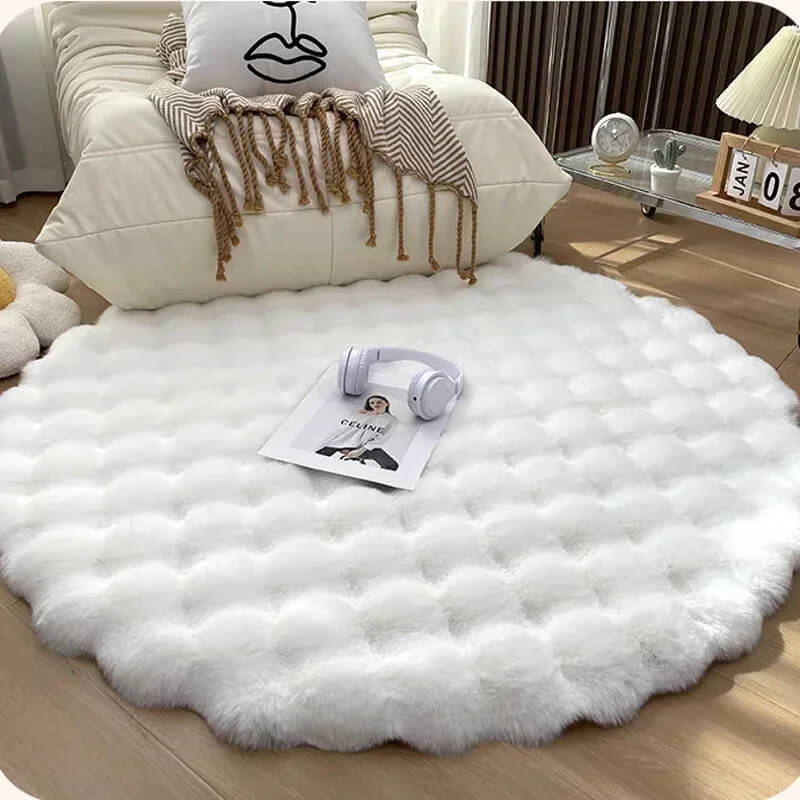 Cloud Fleece Round Carpet White