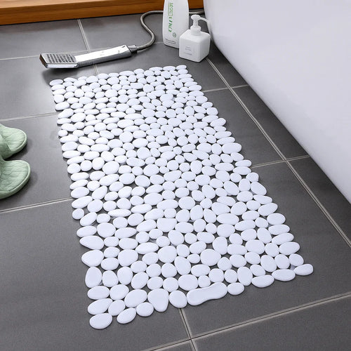 BPA Free Pebble Bath Mat White 35"×16"