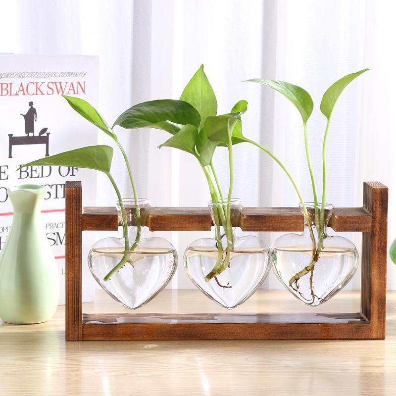 Eternal Heart - Glass & Wood Propagation Vase Triple