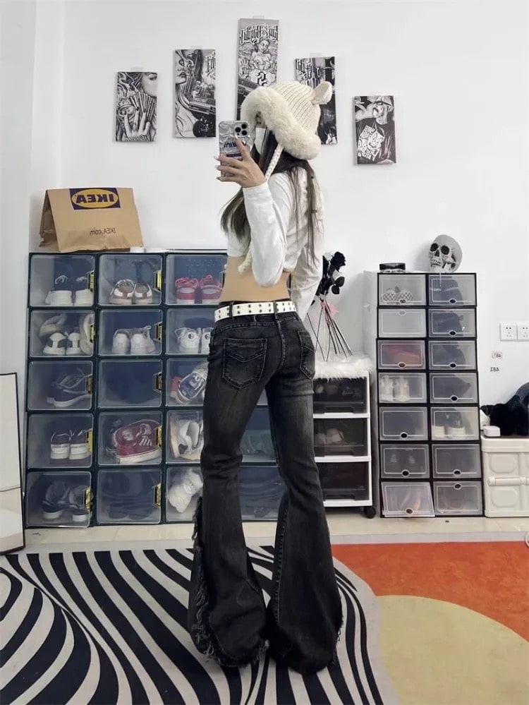 Flared Retro Jeans Black