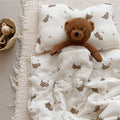 Honey Bear Toddler Comforter – Cotton Muslin with Lace Trim