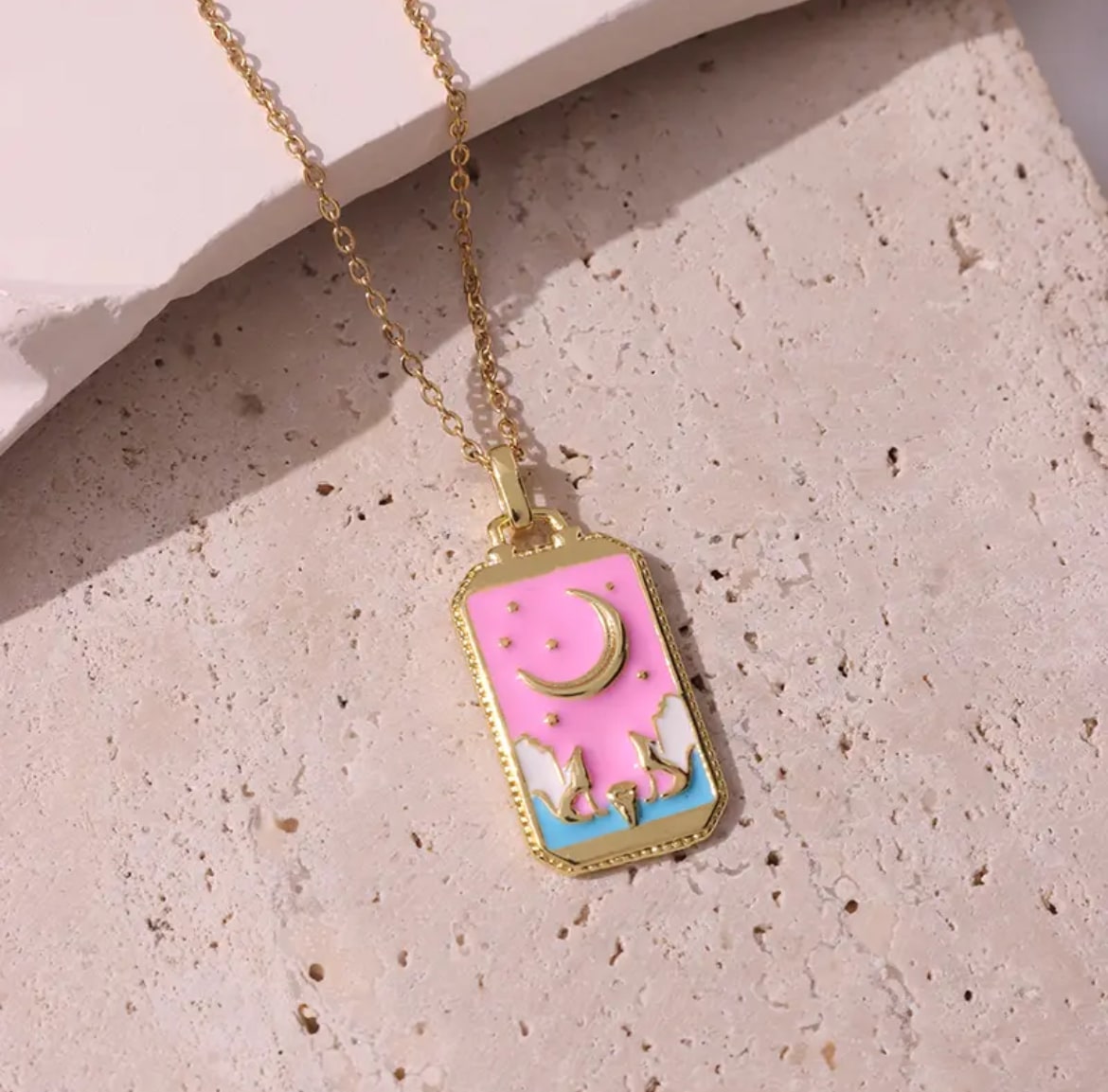 Pink Tarot Card Necklace B