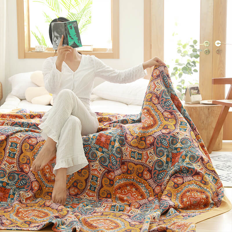 Orange Ember Reversible Cotton Quilt