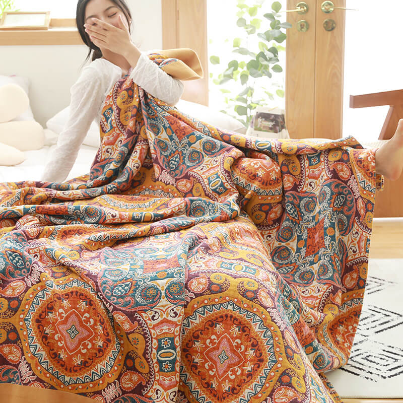 Orange Ember Reversible Cotton Quilt