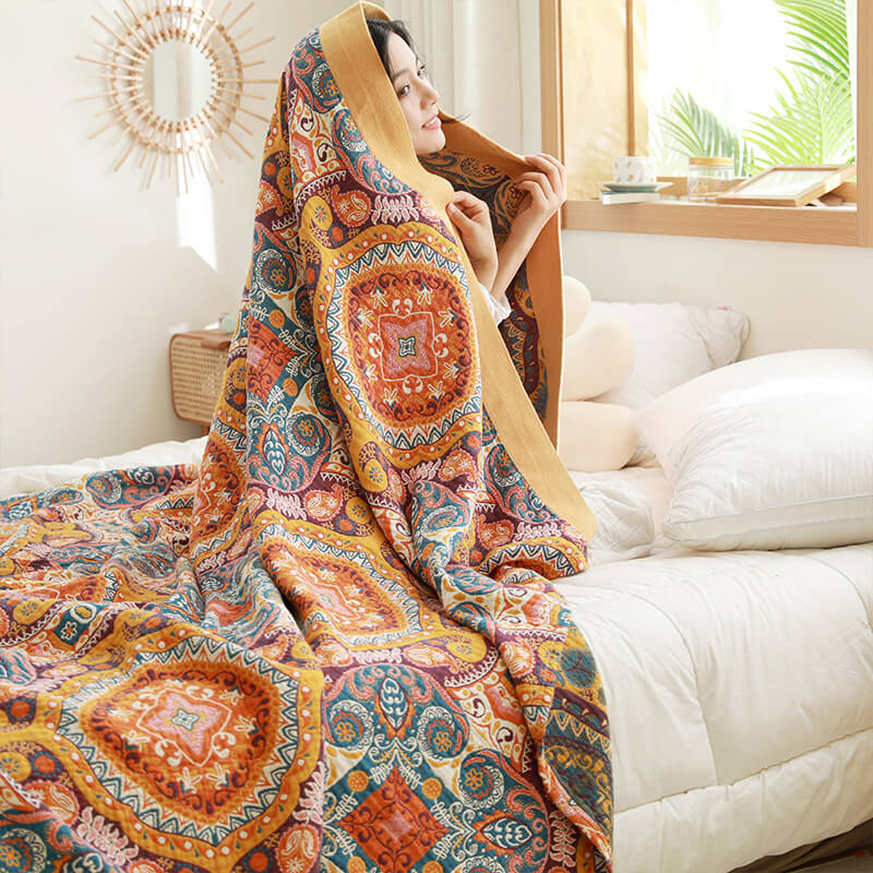 Orange Ember Reversible Cotton Quilt