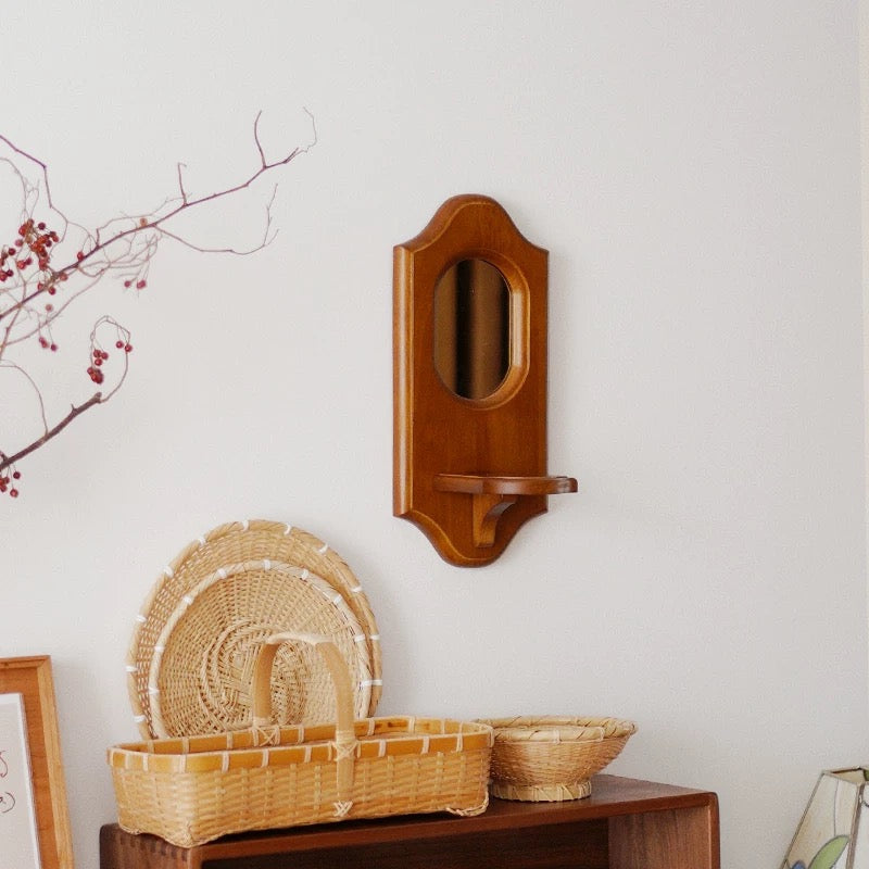 Rustic Farmhouse Wall Mirror Shelf