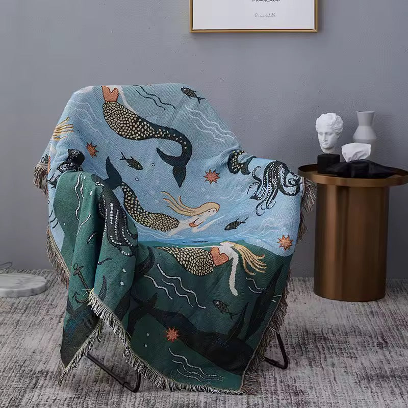 Mermaid Woven Throw Blanket